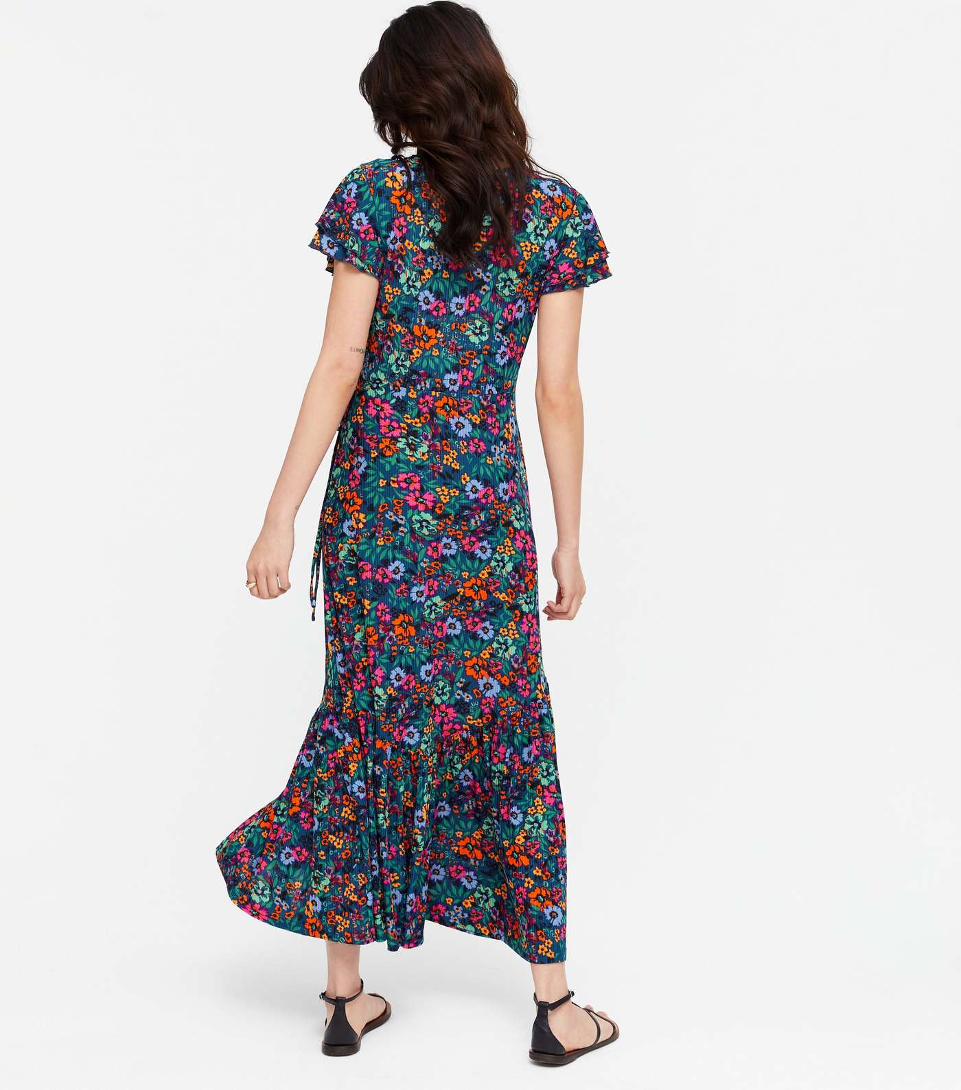 Blue Vanilla Blue Floral Crinkle Tiered Maxi Wrap Dress Image 4
