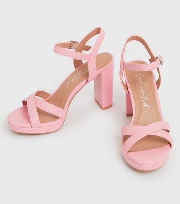 Wide Fit Pale Pink Block Heel Court Shoes | New Look