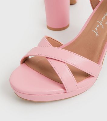 Pink chunky heels hot sale