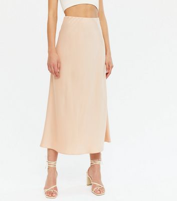 satin midi skirt champagne