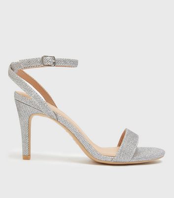 Public Desire Midnight Silver Glitter Wrap Around Diamante Bow High Heels  in Metallic | Lyst