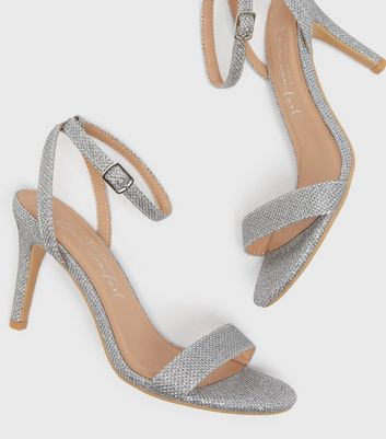 shop for Silver Glitter Strappy Stiletto Heel Sandals New Look Vegan at Shopo