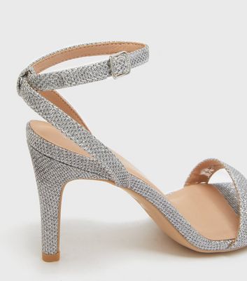 silver glitter stilettos