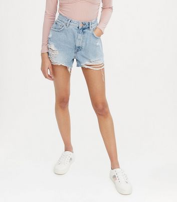 new look ripped denim shorts