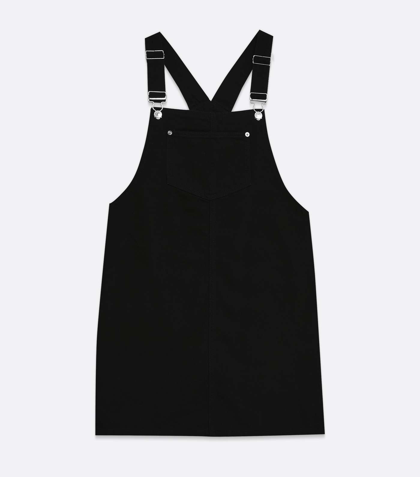 Tall Black Denim Mini Pinafore Dress Image 5