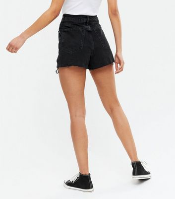 cut off black denim shorts