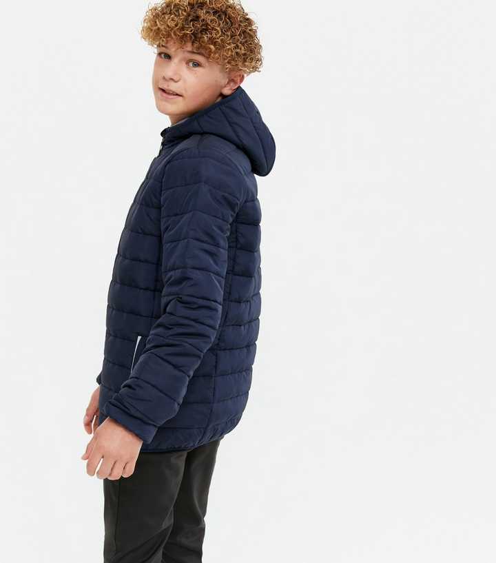 Hooded puffer jacket - navy