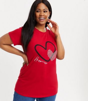 Curves Red Happiness Heart Logo T-Shirt 