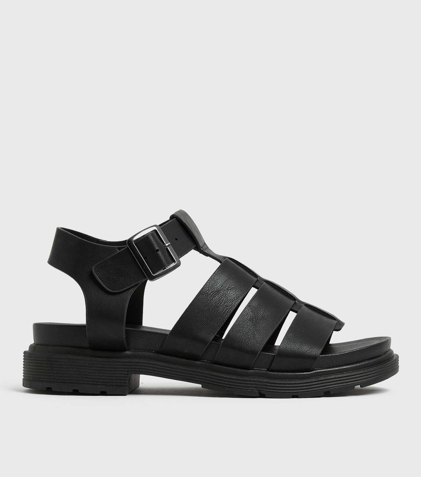 Black Caged Chunky Sandals
