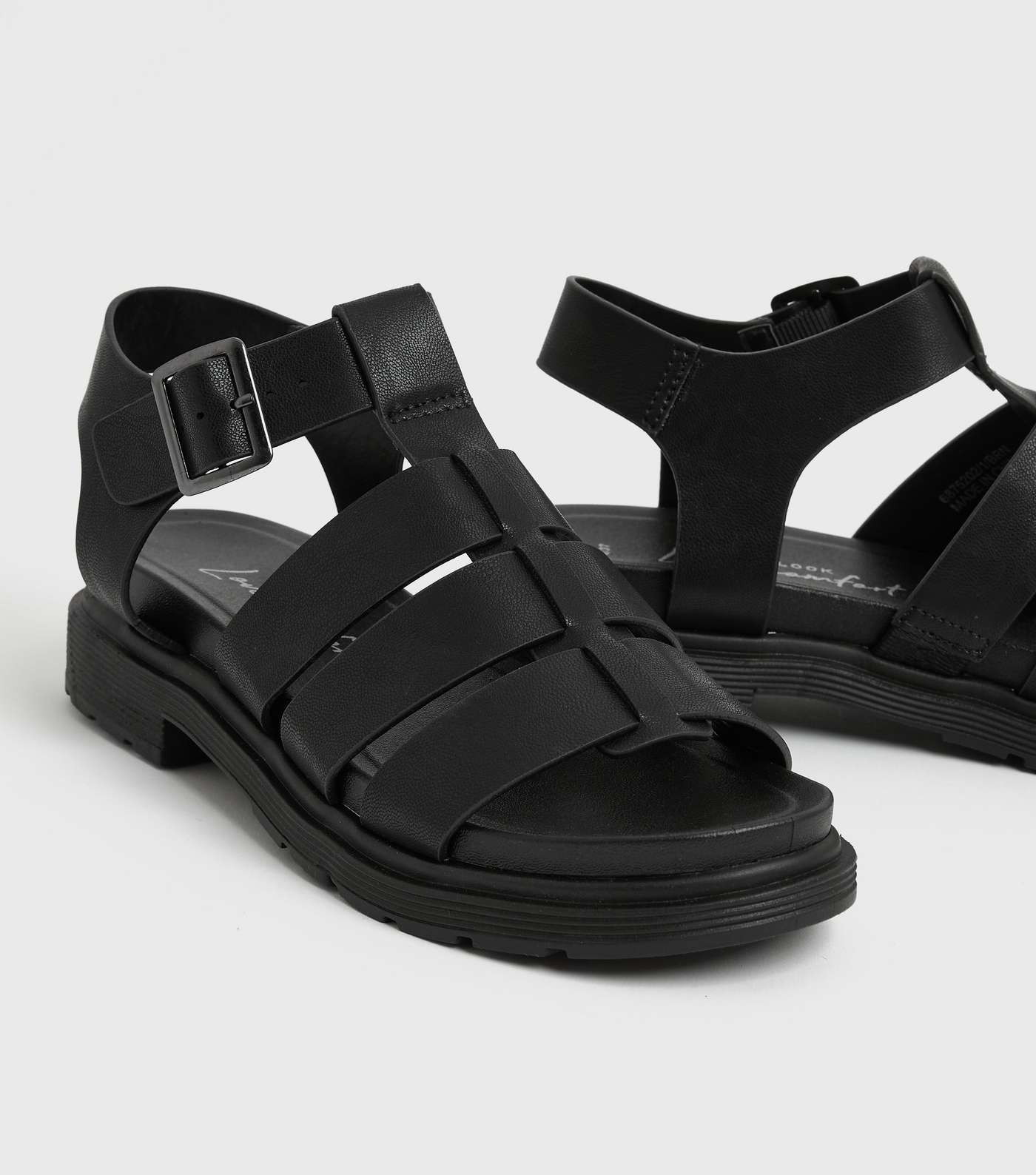 Black Caged Chunky Sandals Image 3