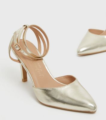 wide fit gold court shoes