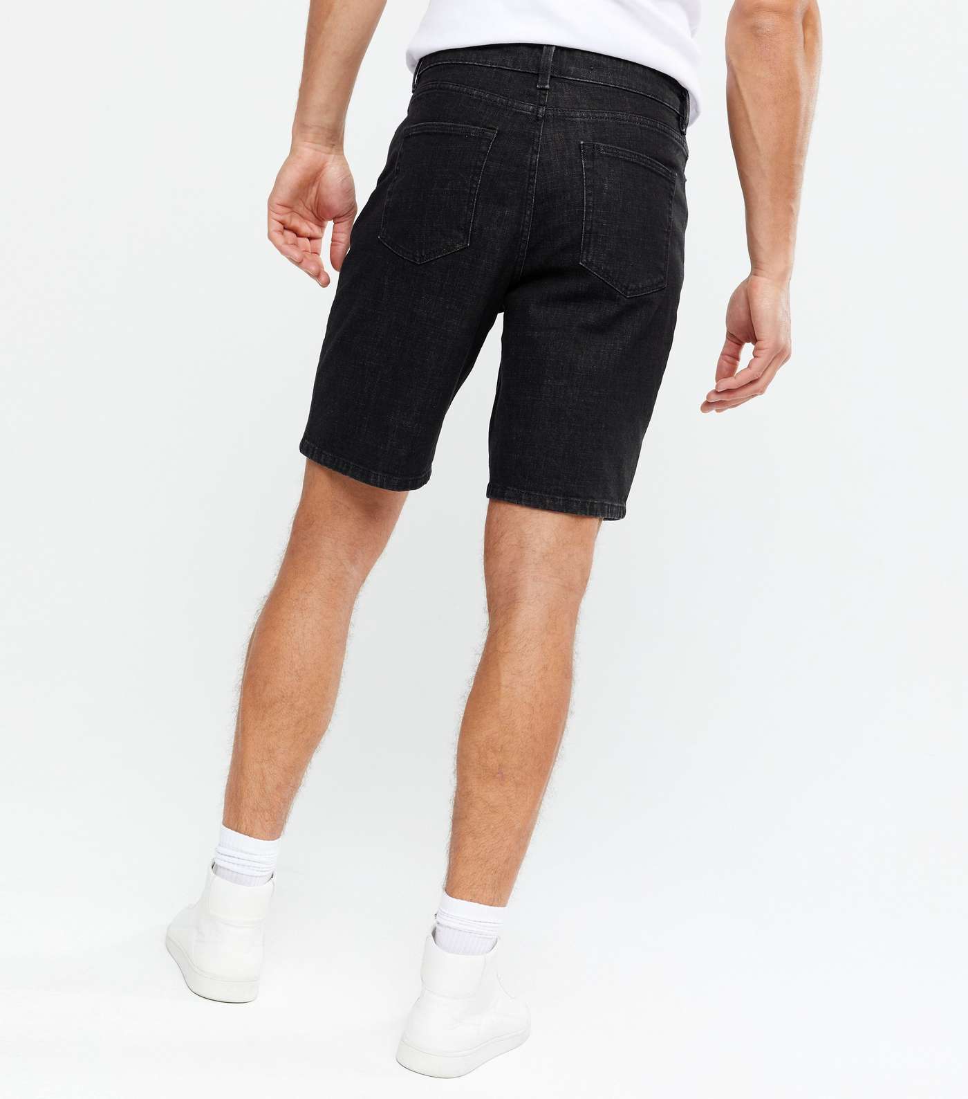 Black Denim Relaxed Fit Shorts Image 4