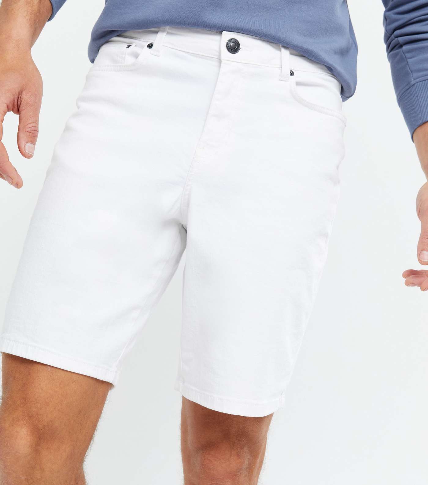 White Denim Relaxed Fit Shorts Image 3