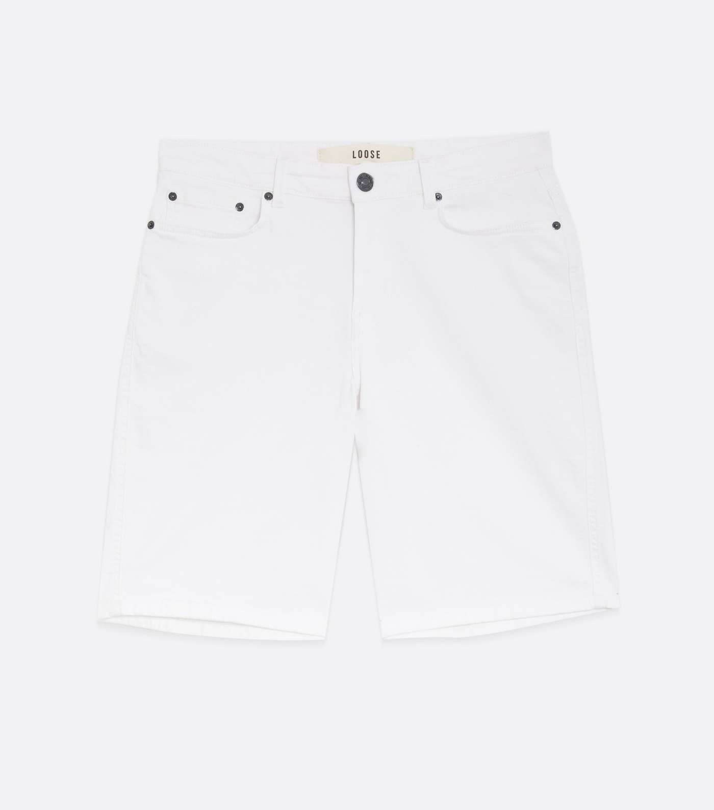 White Denim Relaxed Fit Shorts Image 5
