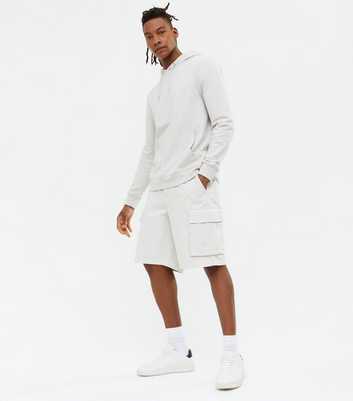 Pale Grey Twill Relaxed Fit Cargo Shorts
