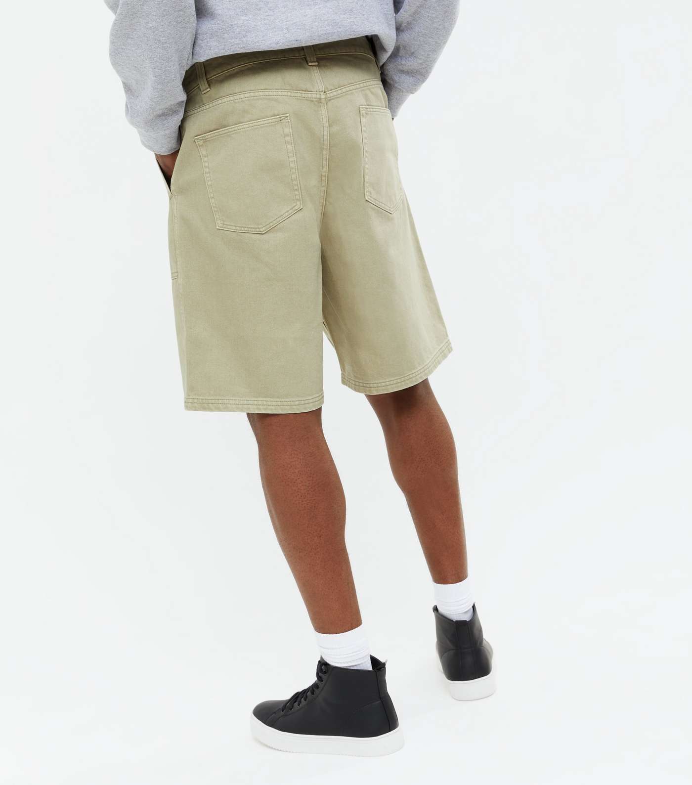 Khaki Twill Relaxed Fit Worker Shorts Image 4