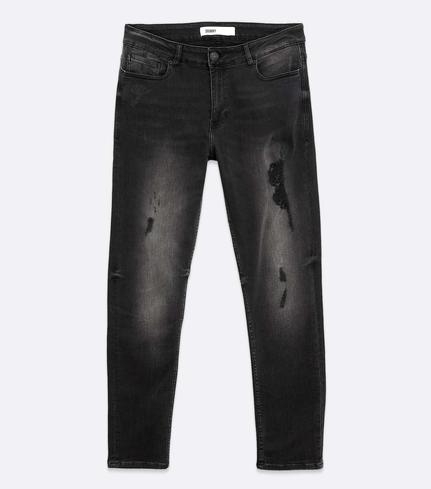 Black Washed Ripped Skinny Fit Jeans Image 5