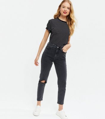 mom jeans black ripped