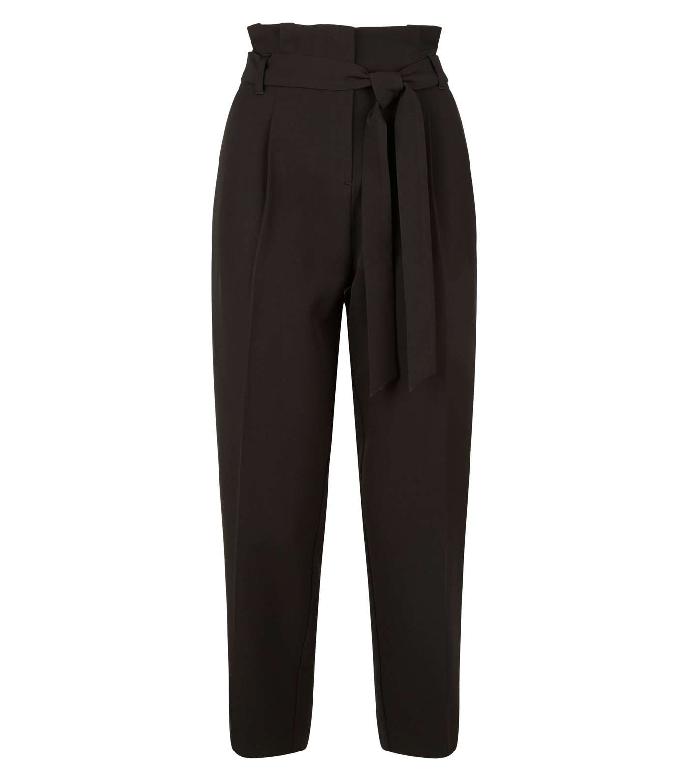Petite Black Belted High Waist Trousers Image 5