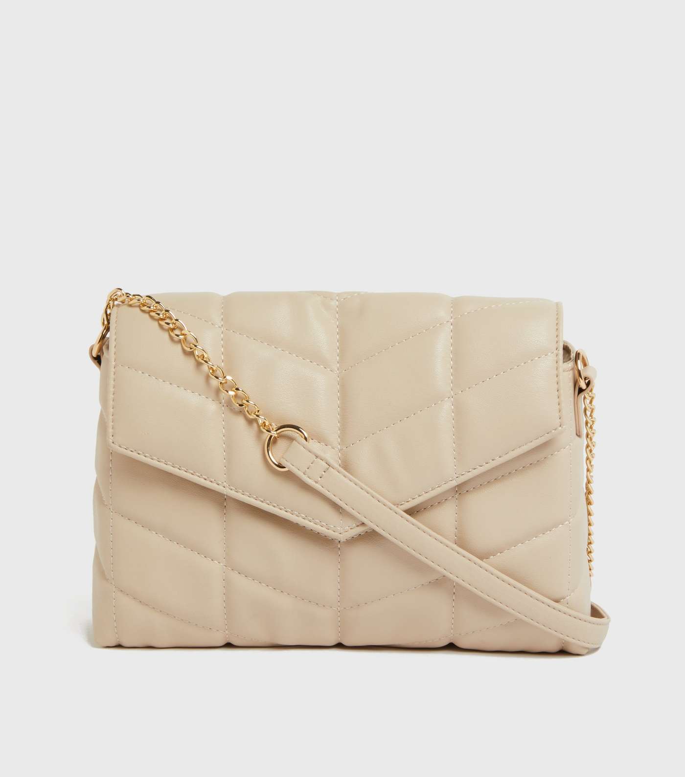 Cream Quilted Foldover Cross Body Bag