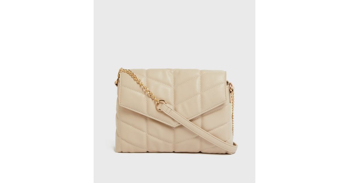 Cream Quilted Foldover Cross Body Bag | New Look