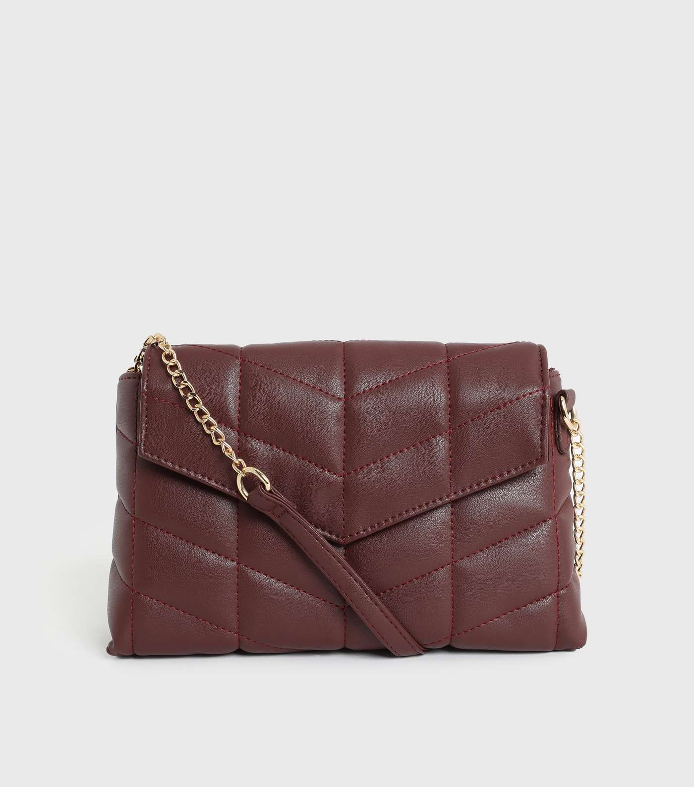 Burgundy Quilted Foldover Cross Body Bag