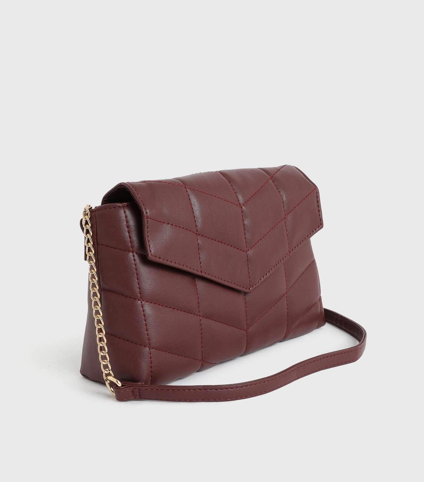 Burgundy Quilted Foldover Cross Body Bag Image 3