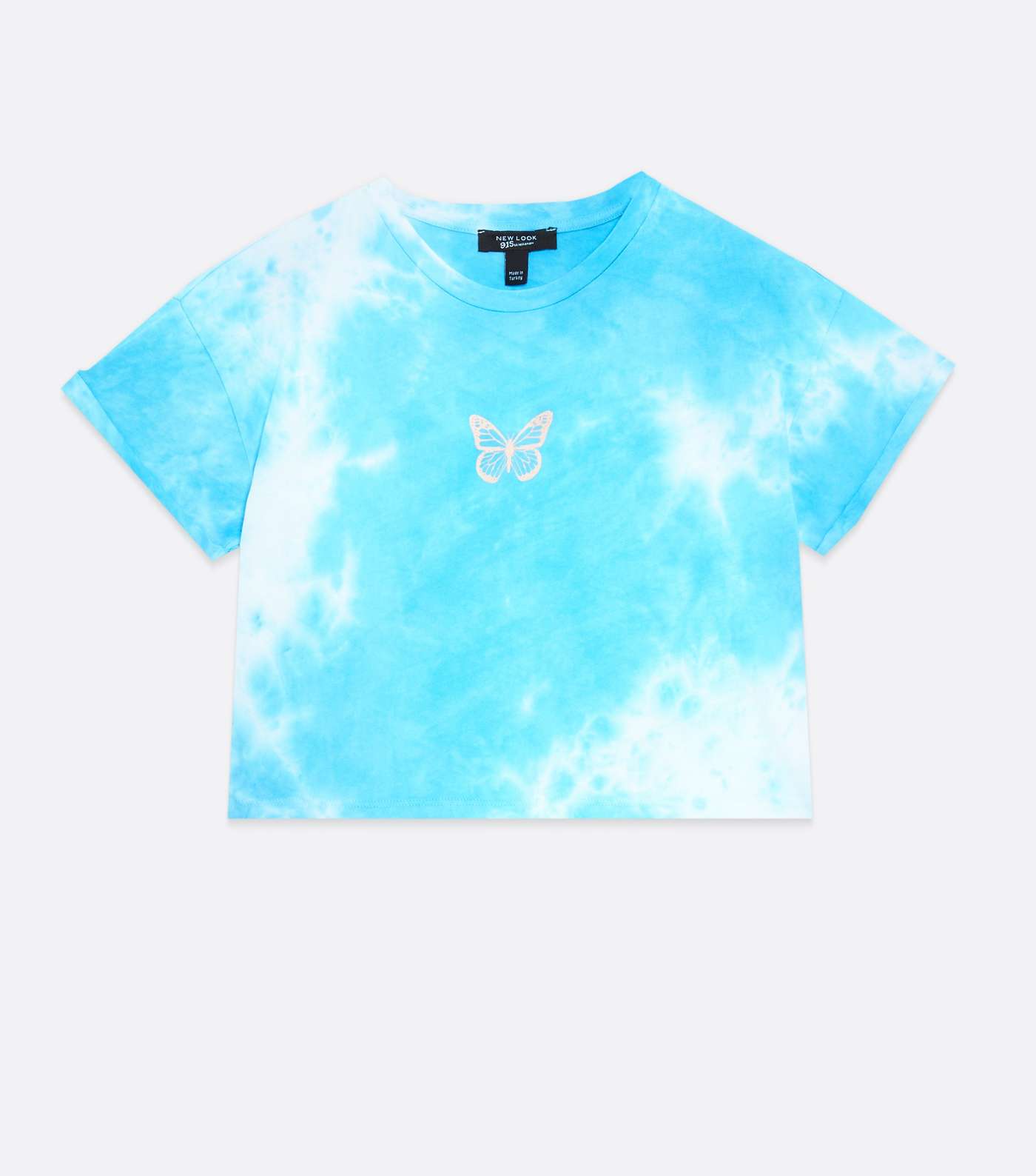Girls Blue Tie Dye Butterfly Logo T-Shirt Image 5