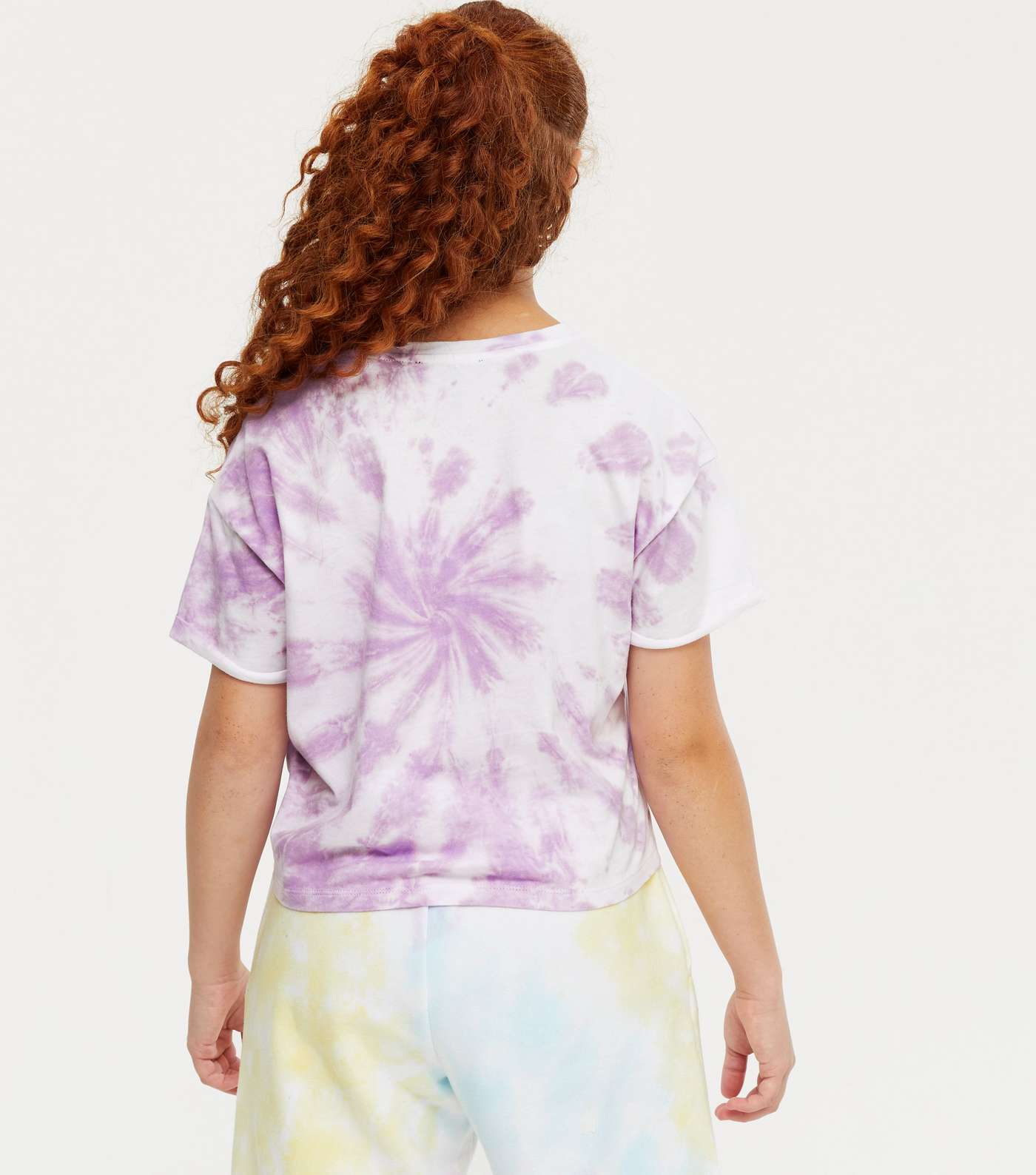 Girls Purple Tie Dye Life Is Good Logo T-Shirt Image 3