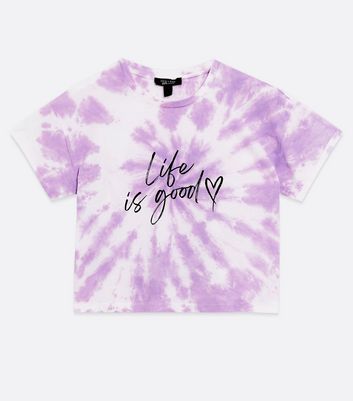 Girls Purple Tie Dye Life Is Good Logo 