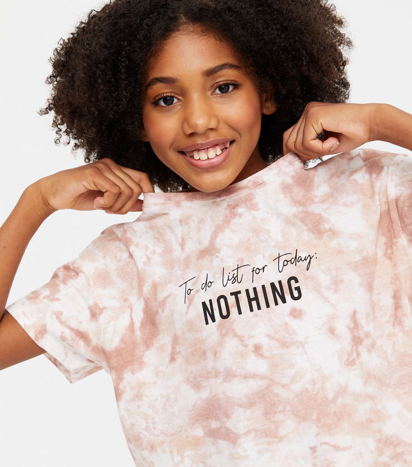 Girls Brown Tie Dye Nothing Logo T-Shirt 