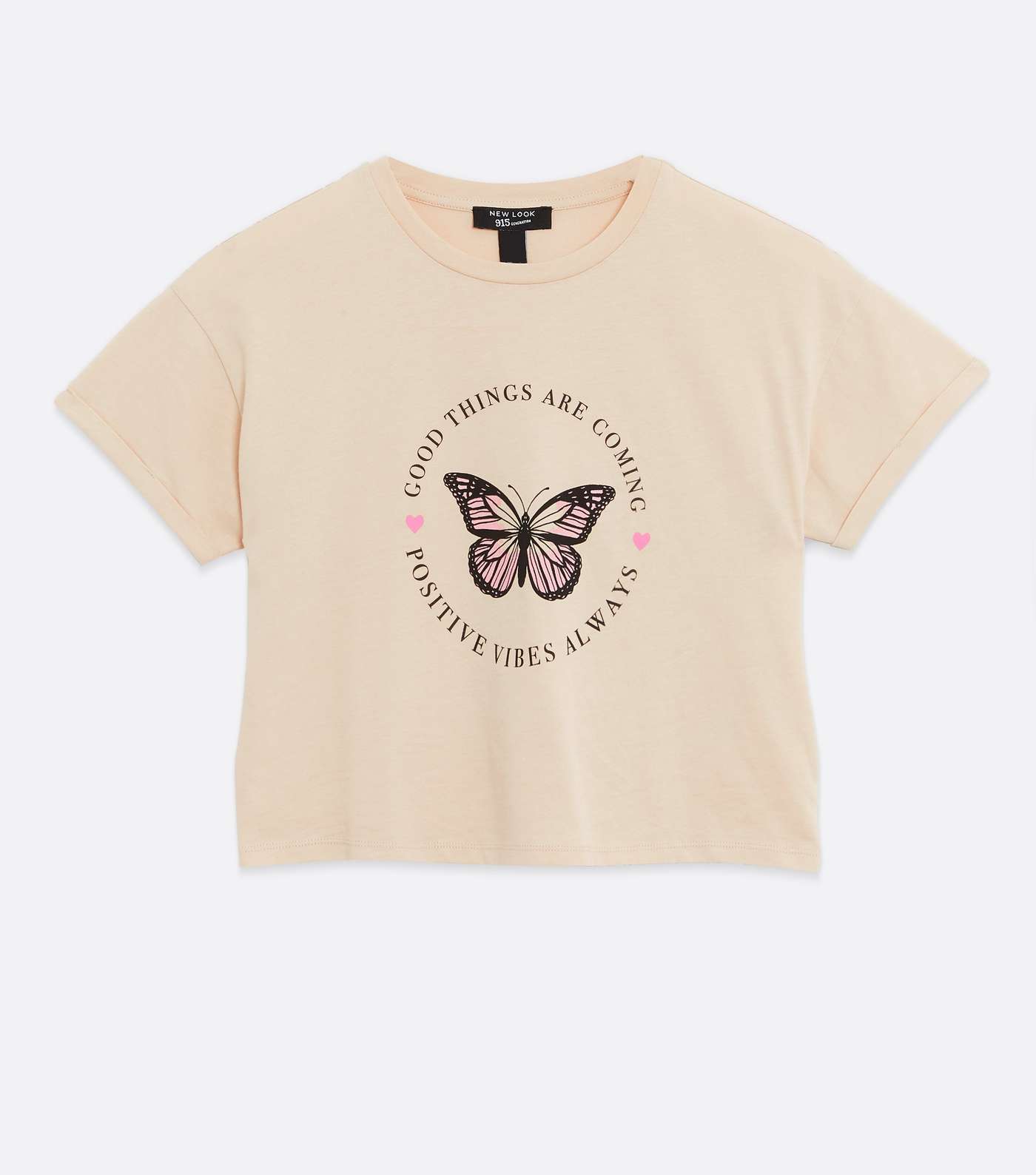 Girls Light Brown Butterfly Logo T-Shirt Image 5