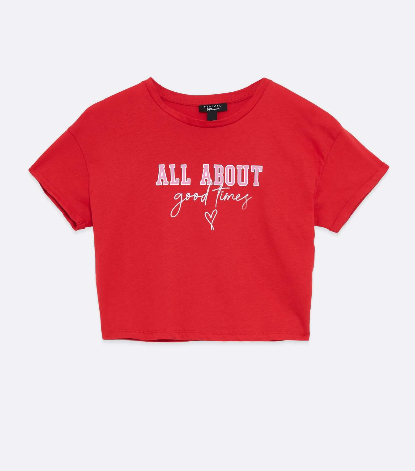 Girls Red All About Good Times Logo T-Shirt Image 5