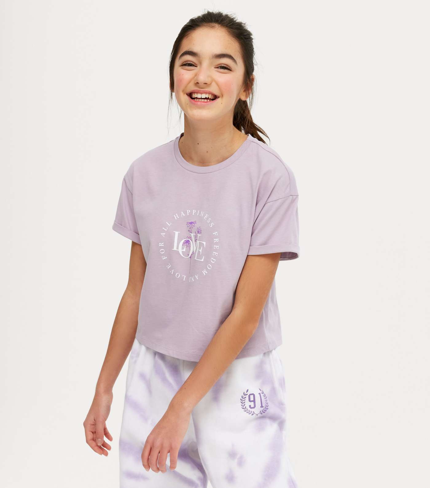 Girls Lilac Love Circle Logo T-Shirt