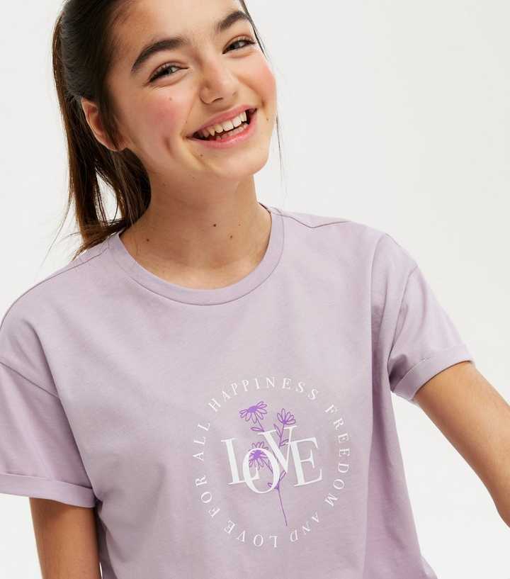 Girls Lilac Love Circle Logo T-Shirt | New Look