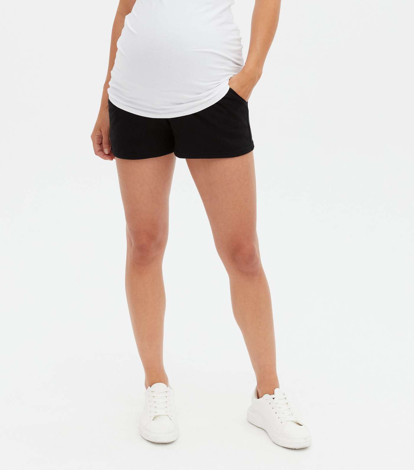 Maternity Black Jersey Over Bump Shorts Image 2