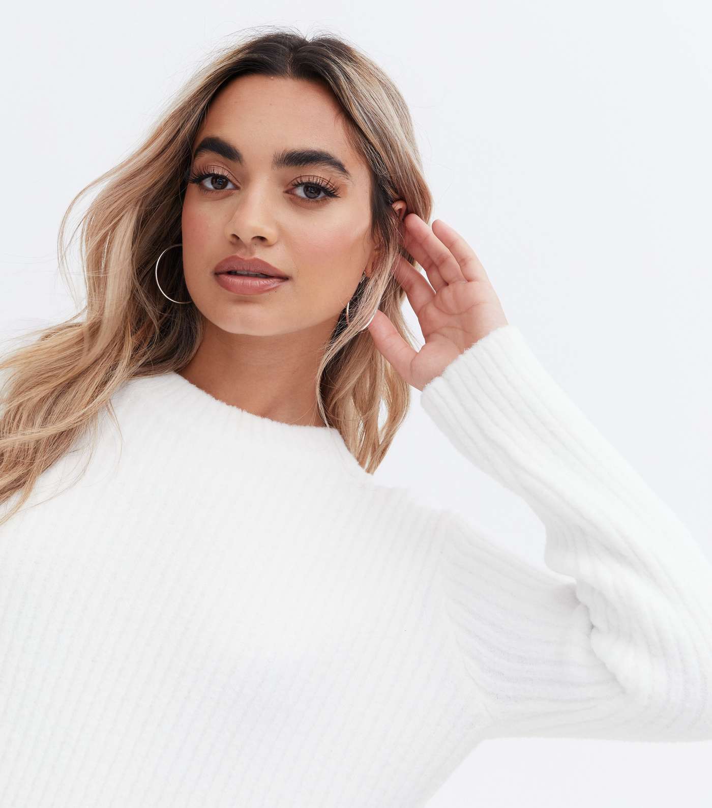 Petite Off White Fluffy Ribbed Jumper