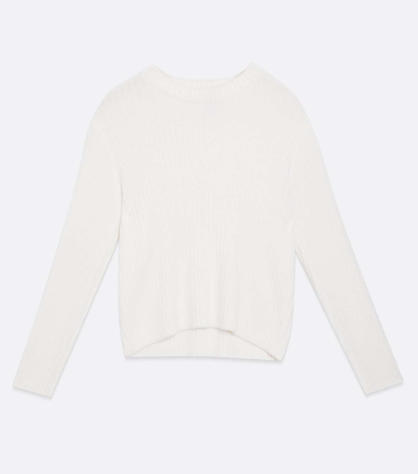 Petite Off White Fluffy Ribbed Jumper Image 5