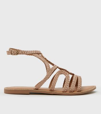 plaited flat sandals