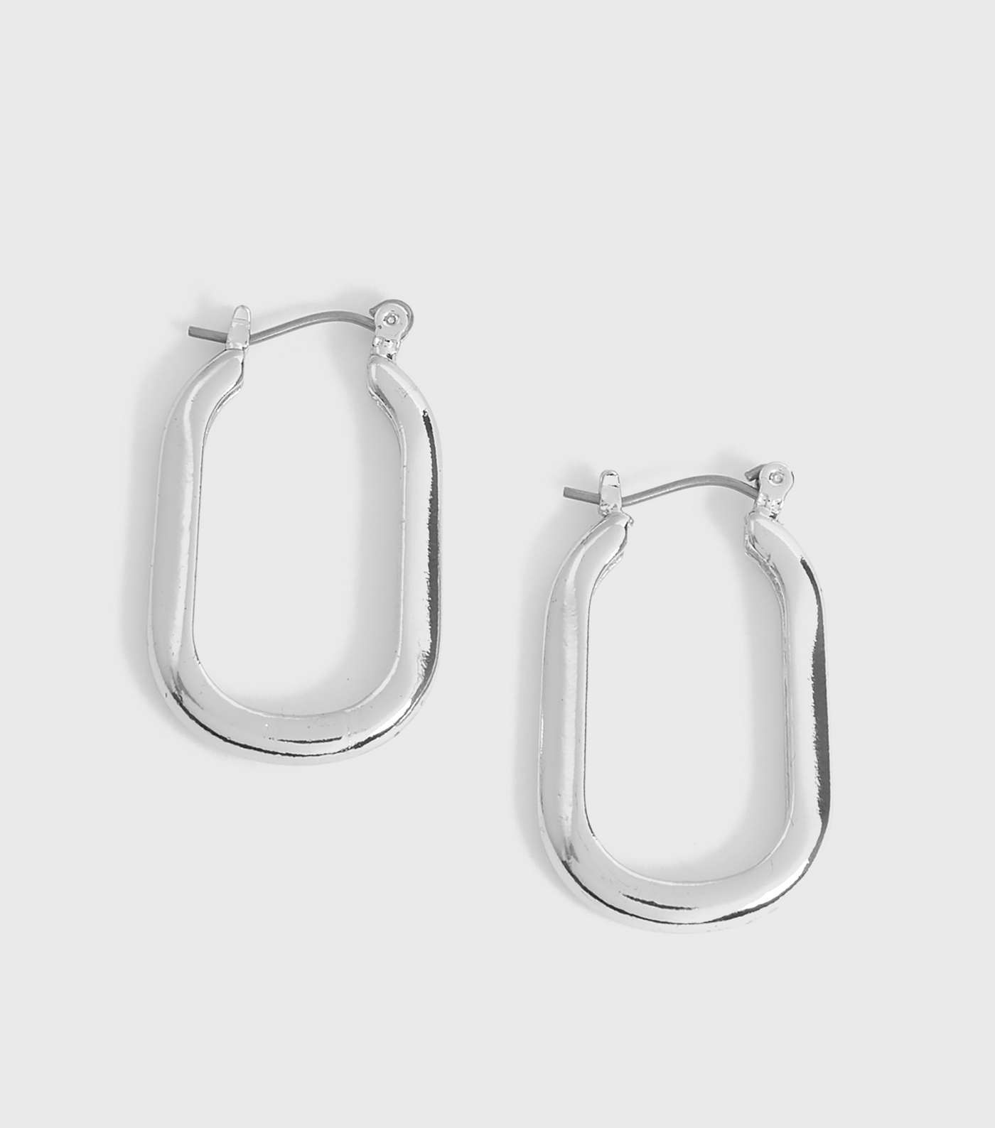 Silver Large Oval Hoop Earrings