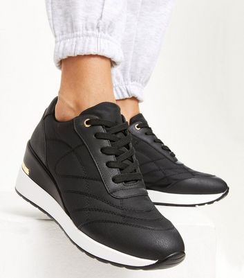 Ladies black 2025 wedge trainers