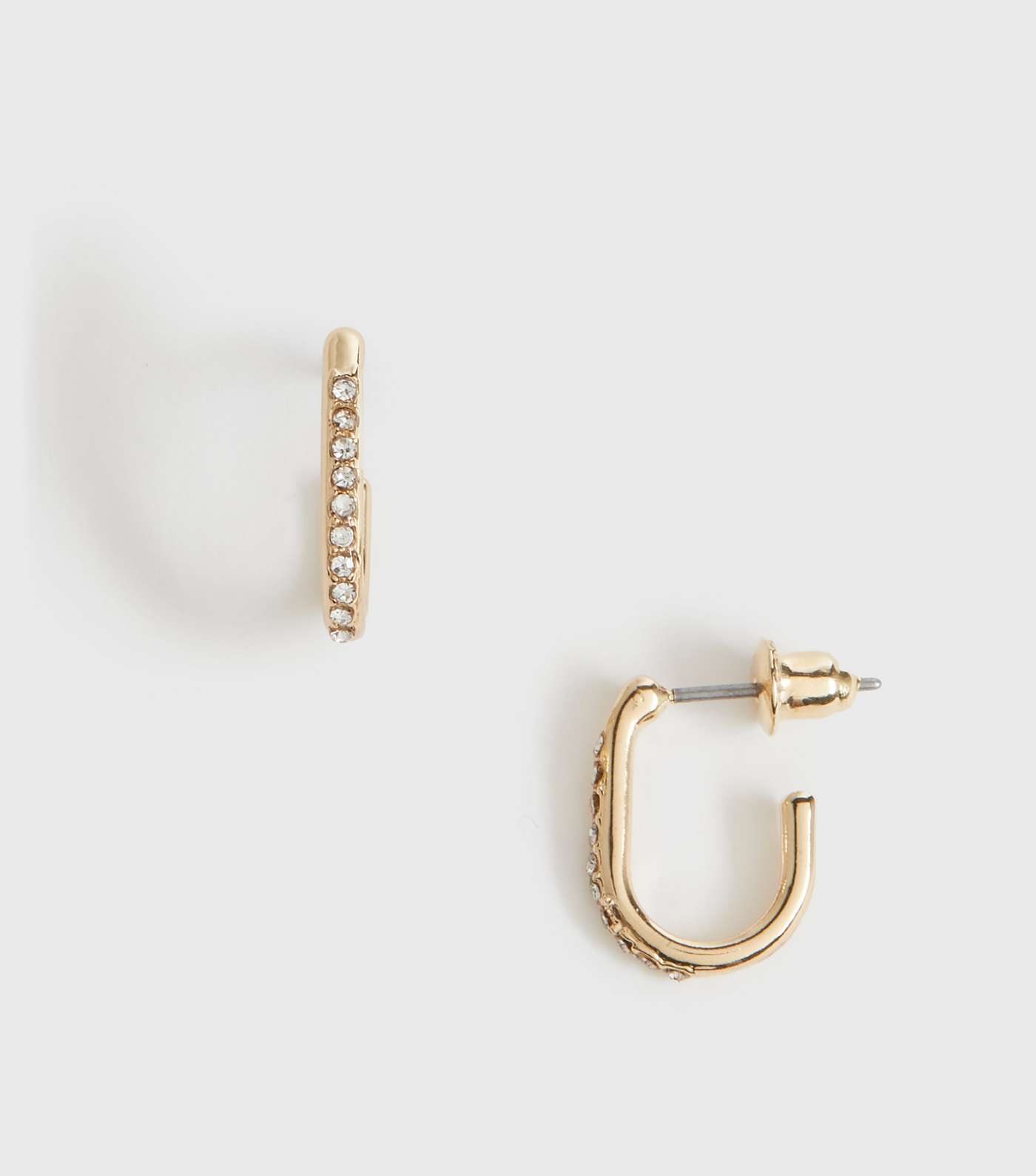 Gold Diamanté Oval Hoop Earrings