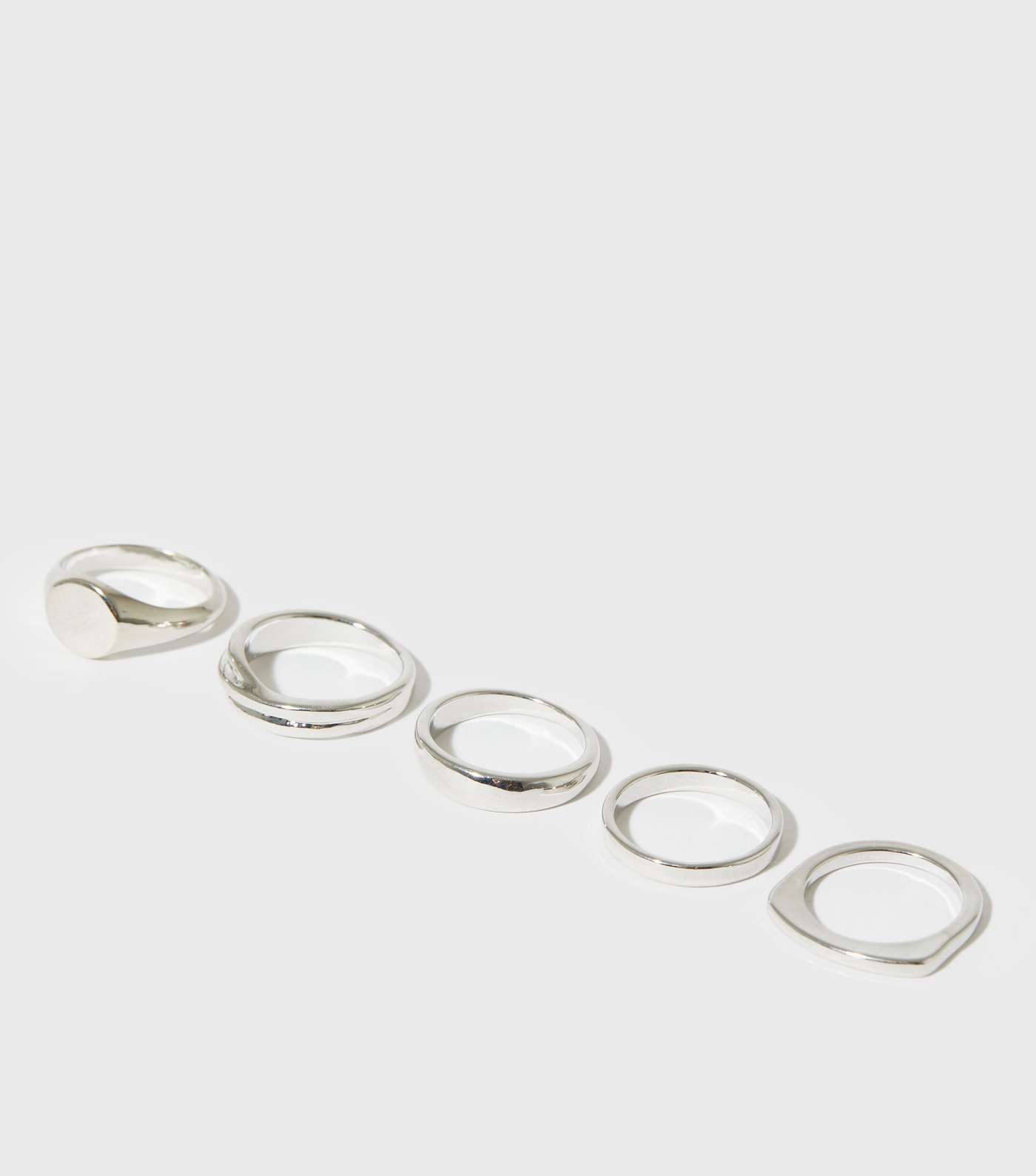 5 Pack Silver Minimal Chunky Rings