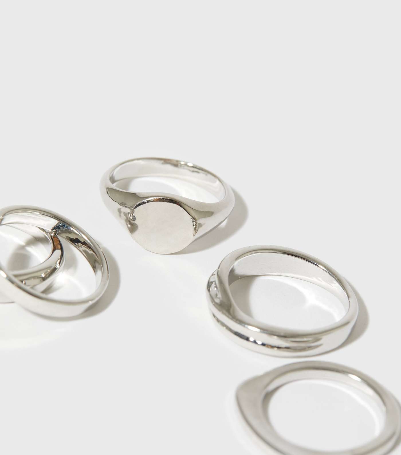 5 Pack Silver Minimal Chunky Rings Image 3