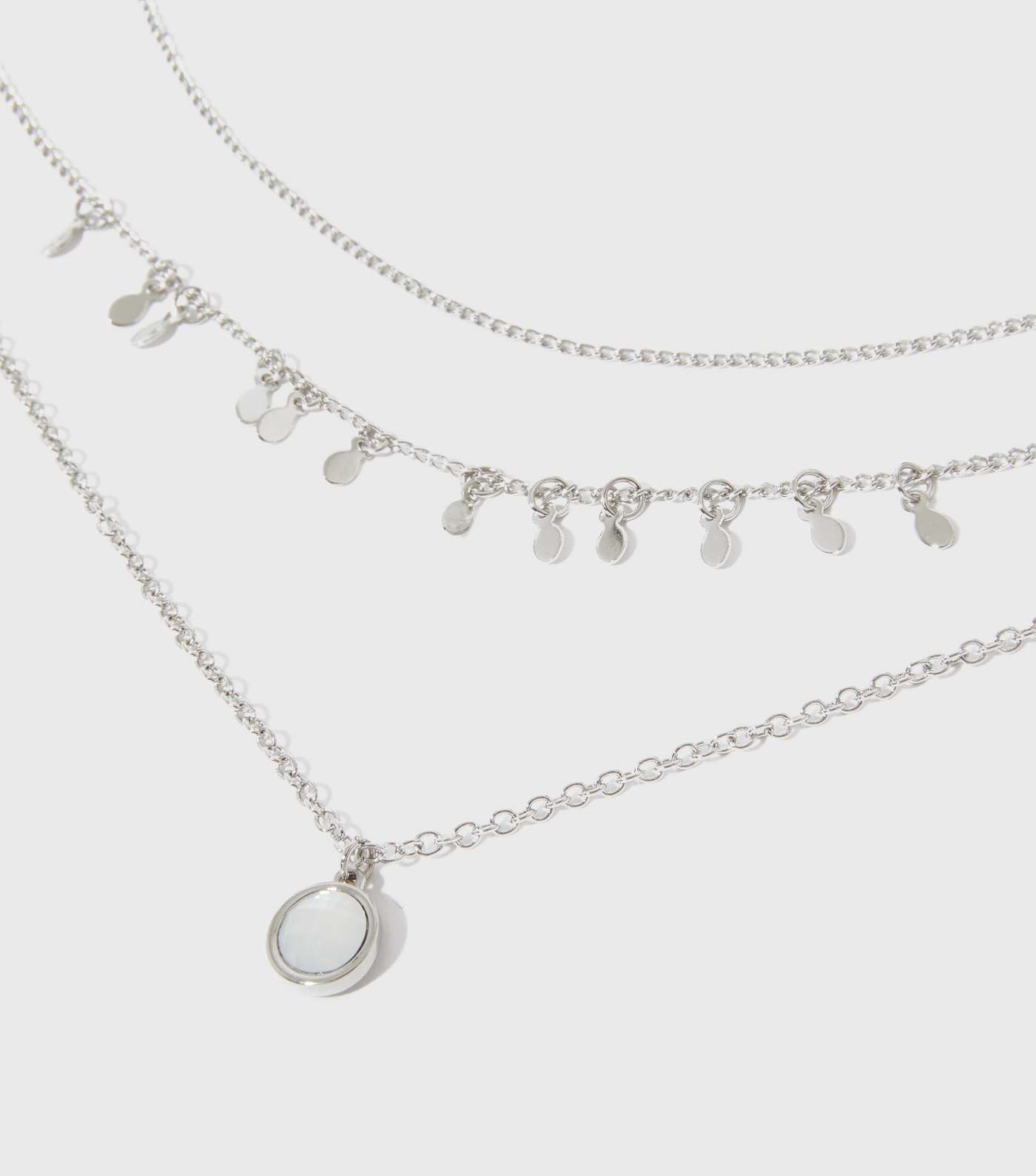 Silver Faux Semi Precious Stone Layered Necklace Image 2