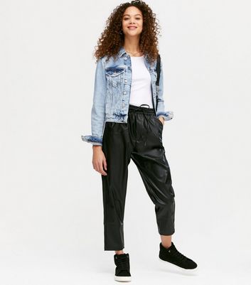 Petite Black Leather-Look Joggers | New 