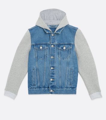 Boys Blue Denim 2 in 1 Hooded Jacket New Look