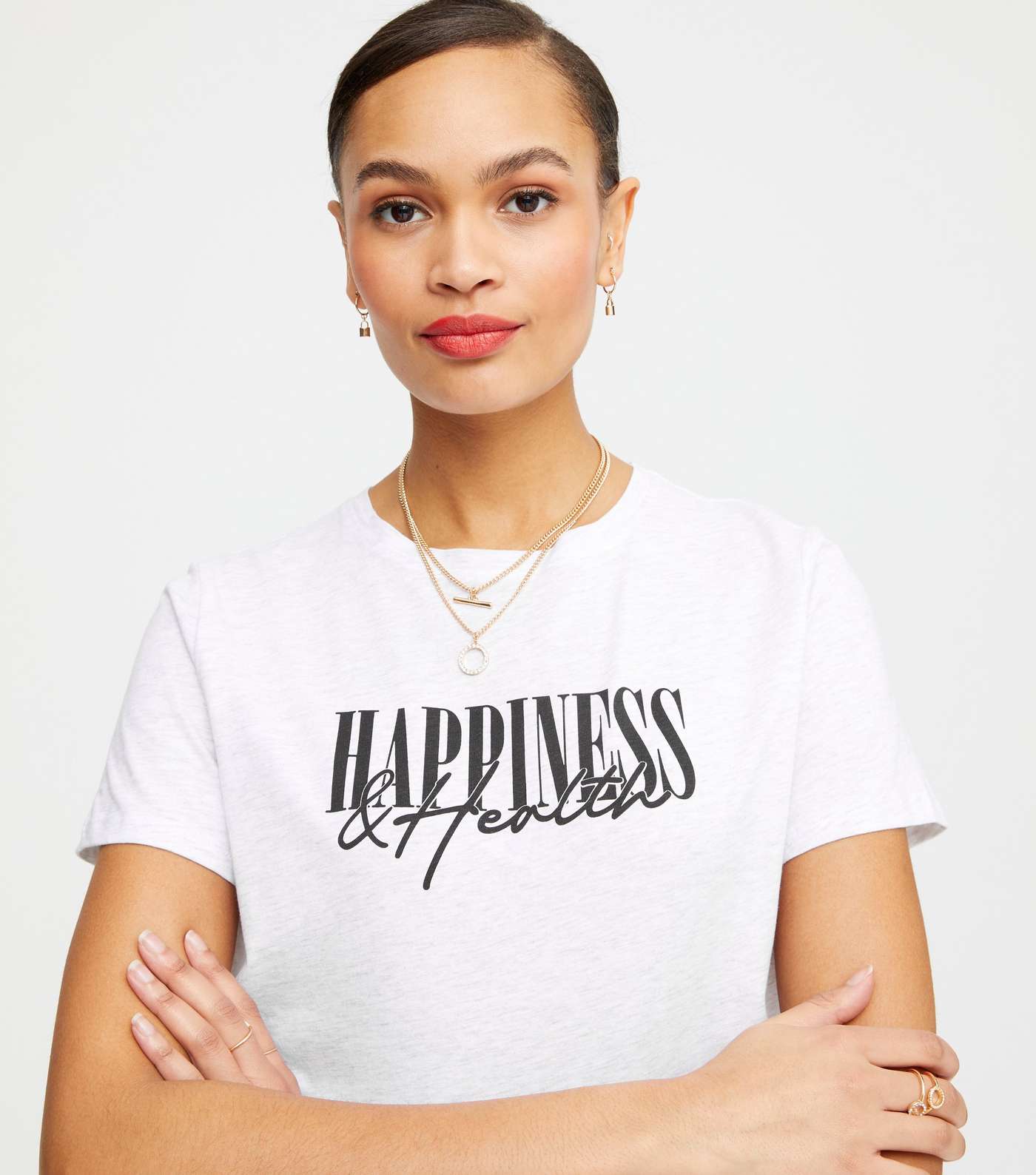 Grey Happiness and Health Logo T-Shirt  Image 4