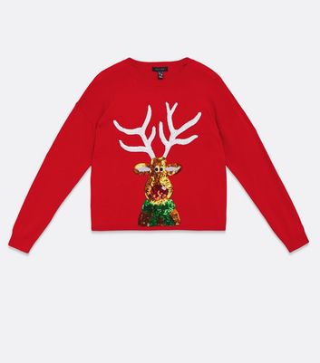 Sequin reindeer store jumper