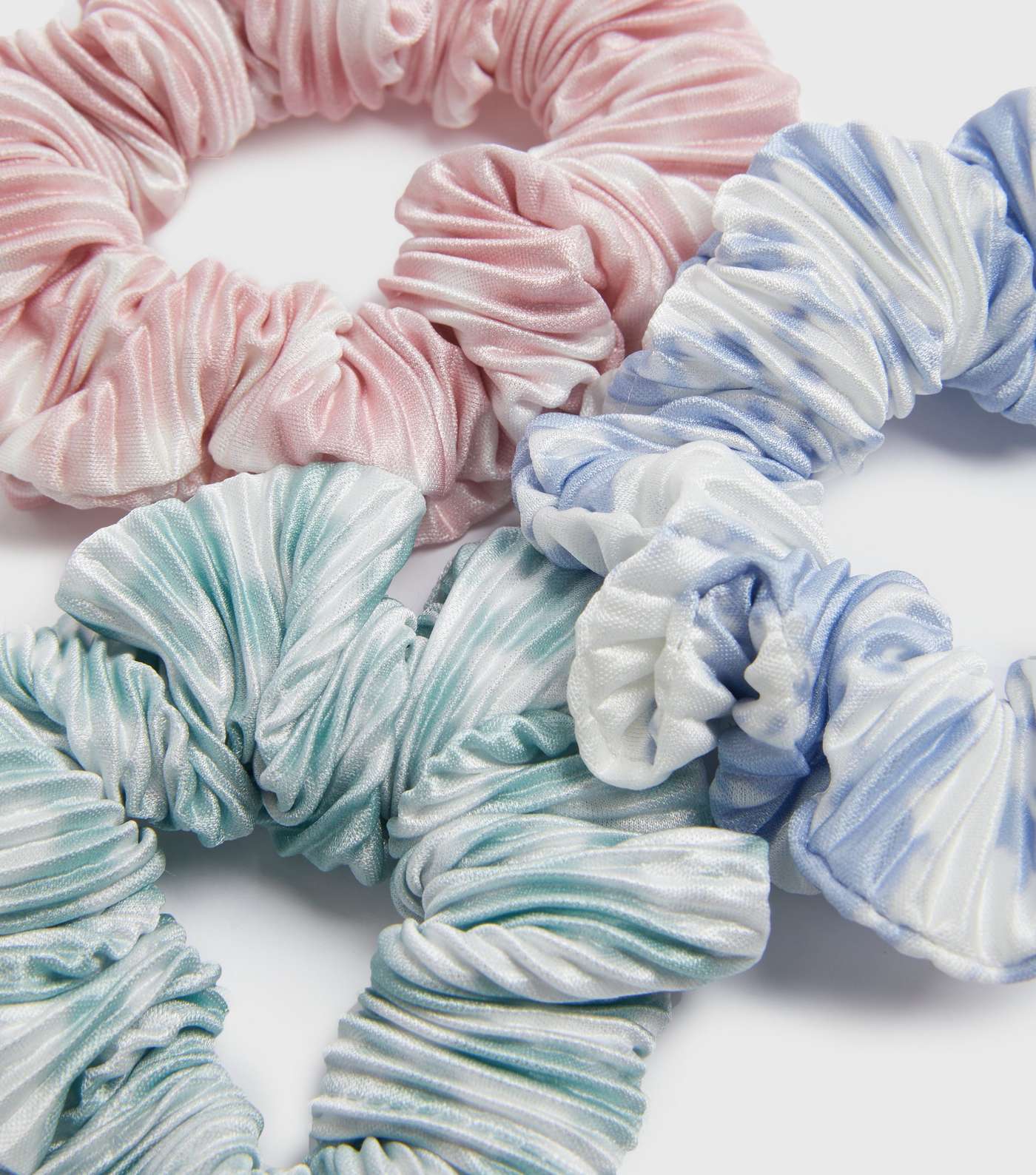 Girls 3 Pack Pink Green and Blue Tie Dye Scrunchies Image 2